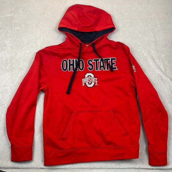 Ohio State Men's Hoodie Sweatshirt M Scarlet & Gray Red Pullover Fleece - Picture 7 of 8